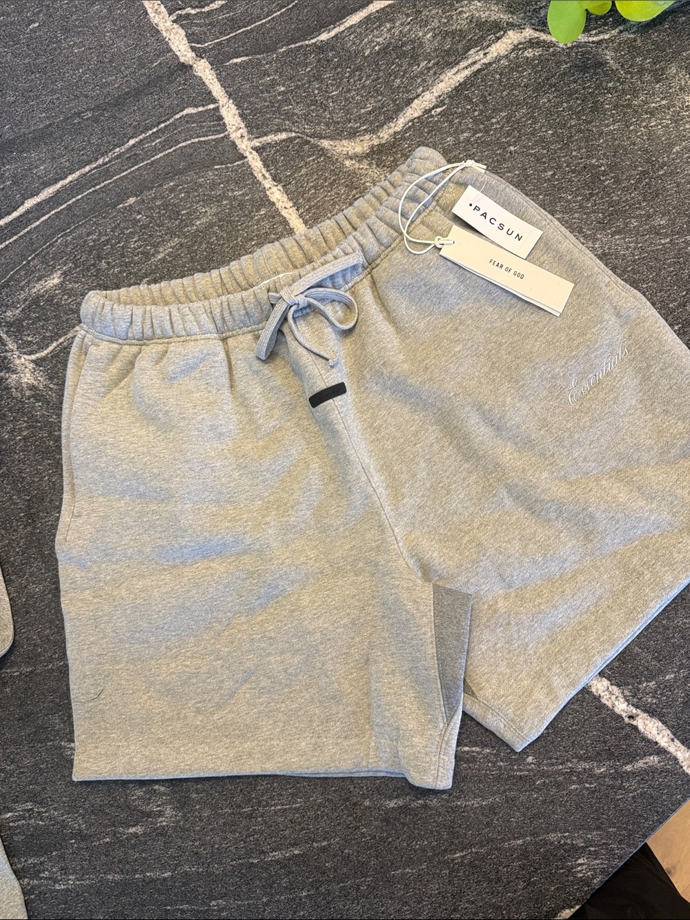 Essentials Fear of God Men’s Light Grey Elastic Drawstring Athletic Shorts